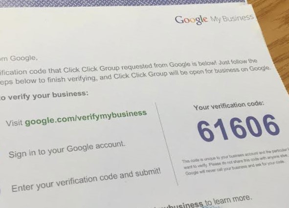 google my business verification code